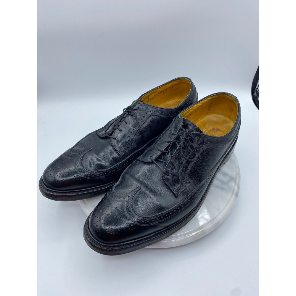 Florsheim Imperial Quality Wingtip Shoes Mens 13 C Black Leather Oxfords 92604